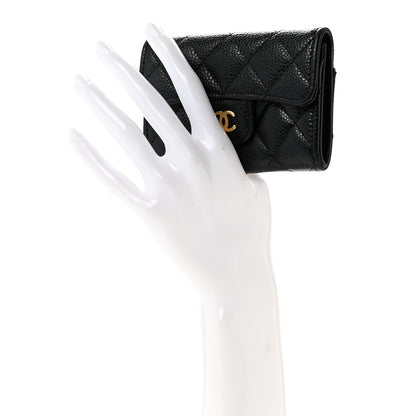 Chanel Caviar Quilted Flap Card Holder Wallet Black Black 2 of 12