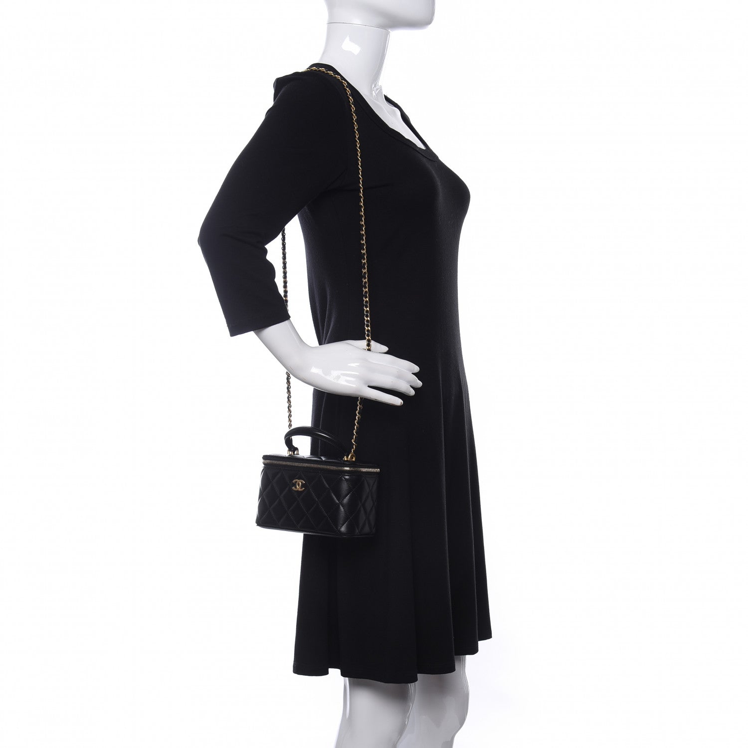 Chanel Lambskin Quilted Small Top Handle Vanity Case With Chain Black 2 of 11
