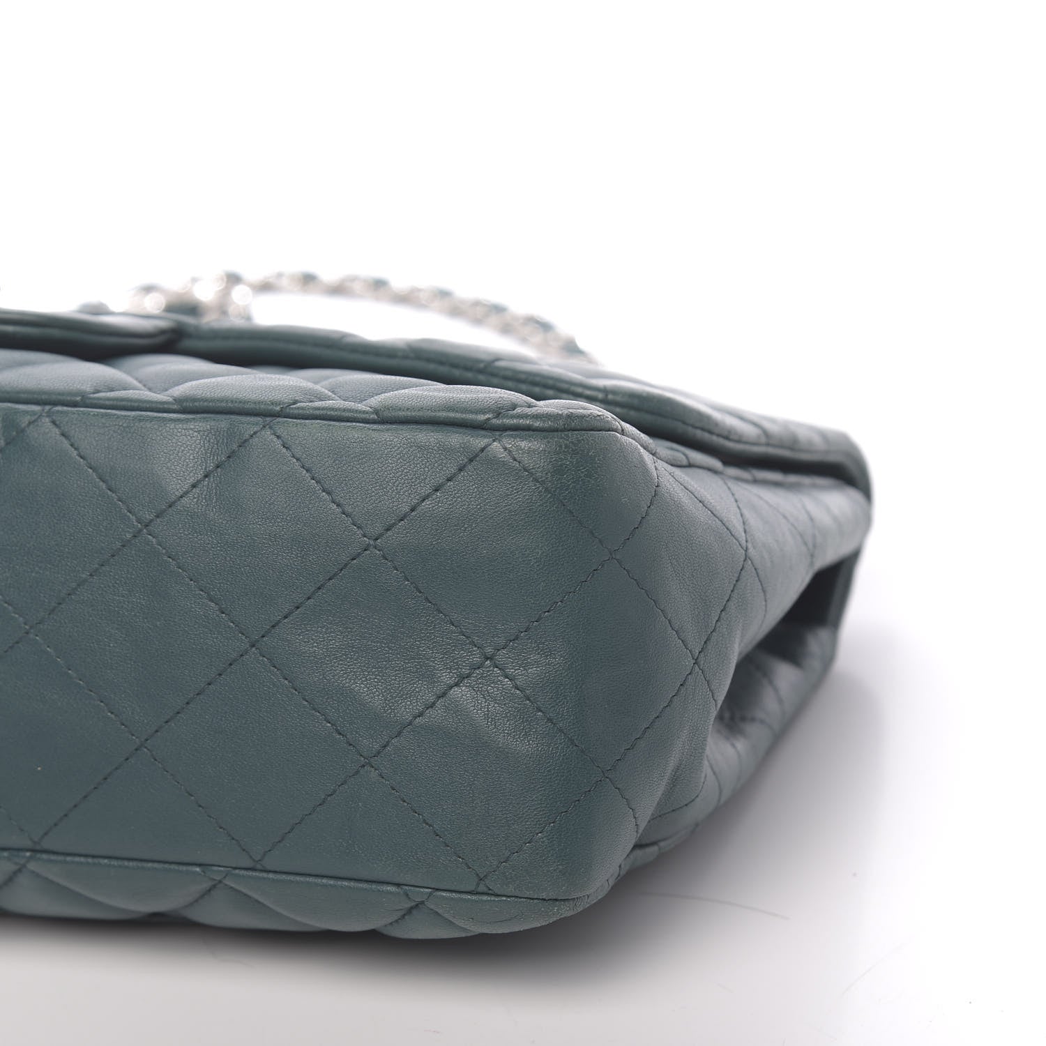 Chanel Lambskin Quilted Jumbo Single Flap Turquoise 13 of 14