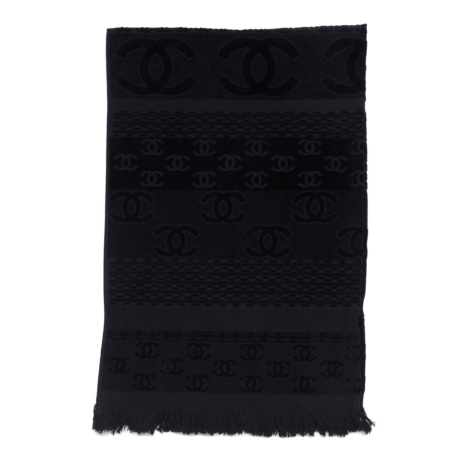 Chanel Terry Cotton CC Beach Towel Black 1 of 4