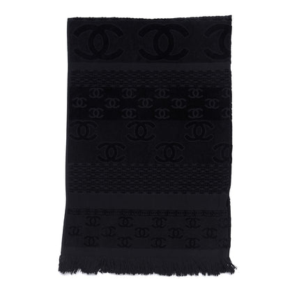 Chanel Terry Cotton CC Beach Towel Black 1 of 4