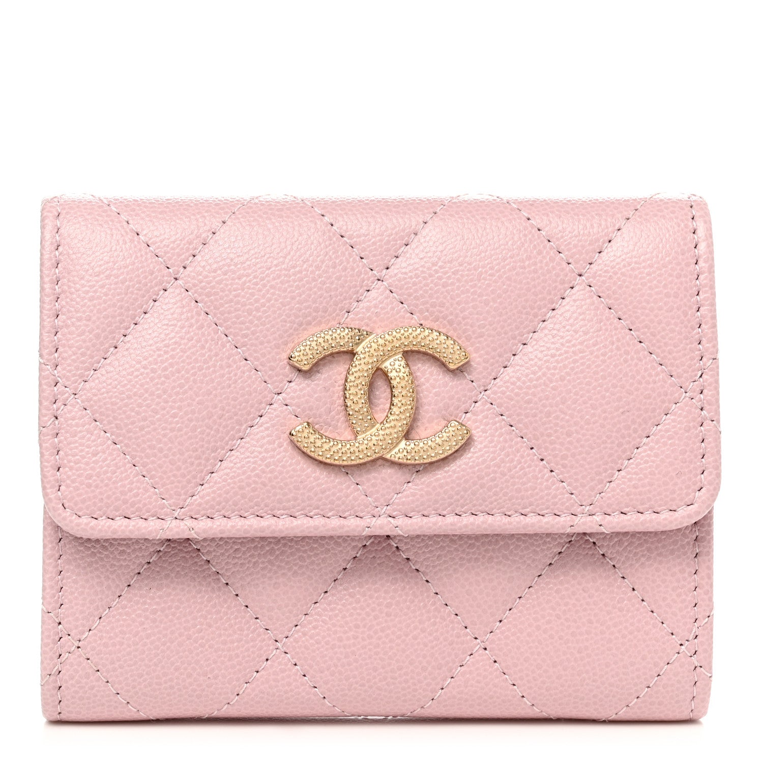 Chanel Caviar Quilted Studded CC Flap Card Holder Light Pink 1 of 9