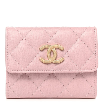 Chanel Caviar Quilted Studded CC Flap Card Holder Light Pink 1 of 9