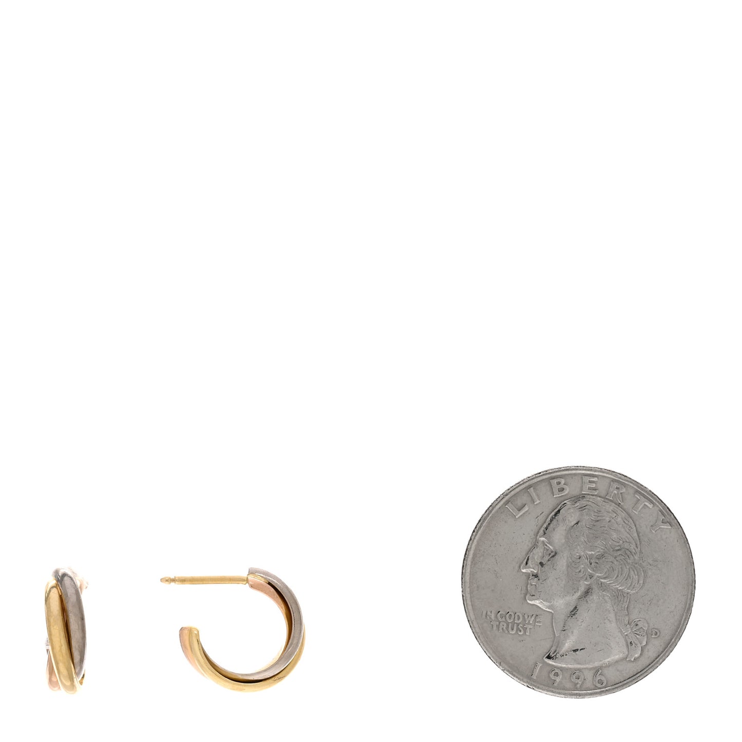 18K Pink Yellow White Gold Small Trinity Hoop Earrings
