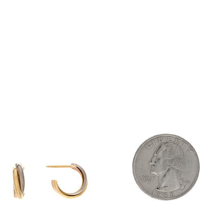 Cartier 18K Pink Yellow White Gold Small Trinity Hoop Earrings 2 of 4