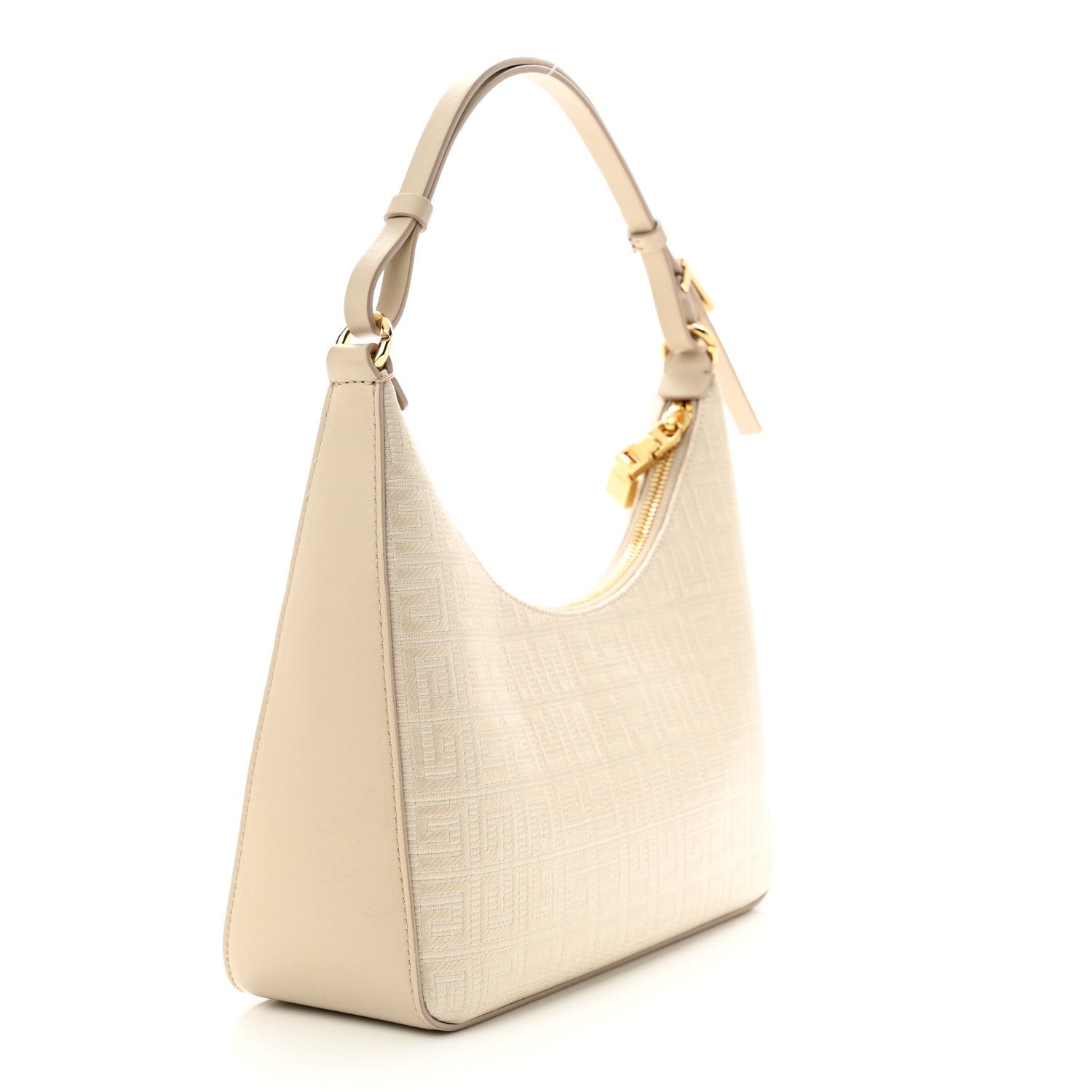 Givenchy Coated Canvas Logo 4G Embossed Small Moon Cut Out Shoulder Bag Natural Beige 3 of 12