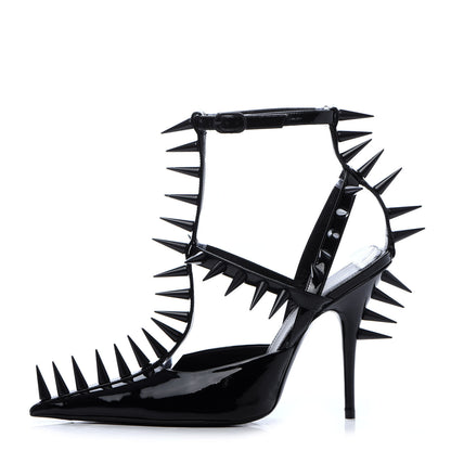 Balenciaga Glossy Calfskin Spiked Pumps 38 Black 1 of 9