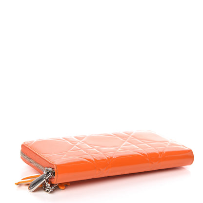 Christian Dior Patent Cannage Zip Around Wallet Orange 4 of 12