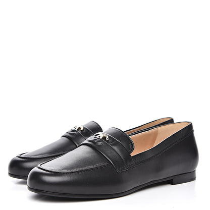 Chanel Lambskin CC Loafers 38.5 Black 3 of 11