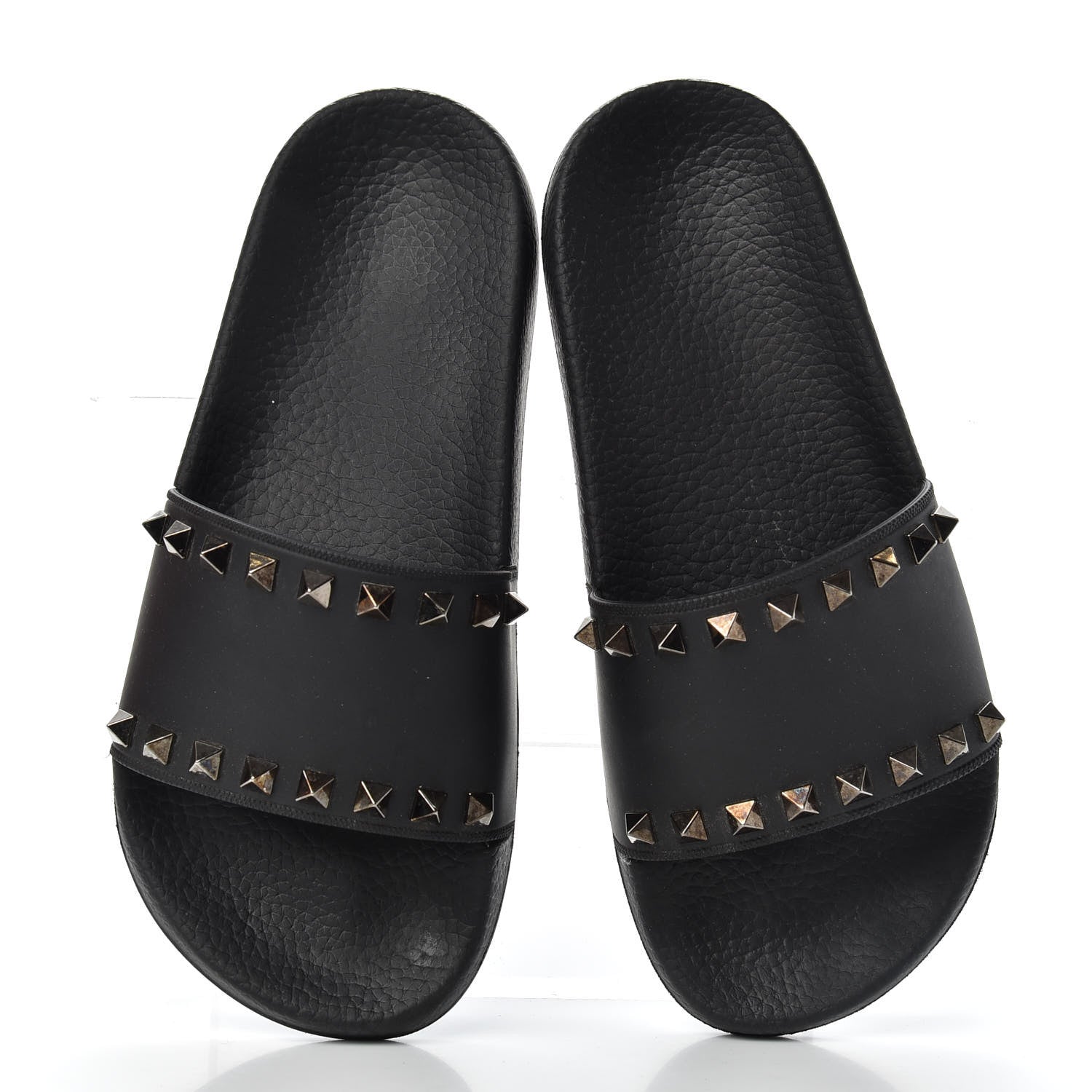 Valentino Garavani Rubber Rockstud Slide Sandals 36 Black 5 of 10