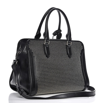 Alexander McQueen Calfskin Small Studded Padlock Zip Around Tote Black 4 of 11