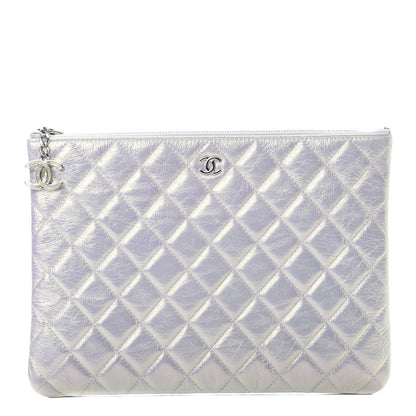 Chanel Iridescent Crumpled Calfskin CC Ripples Medium Cosmetic Case White 1 of 8