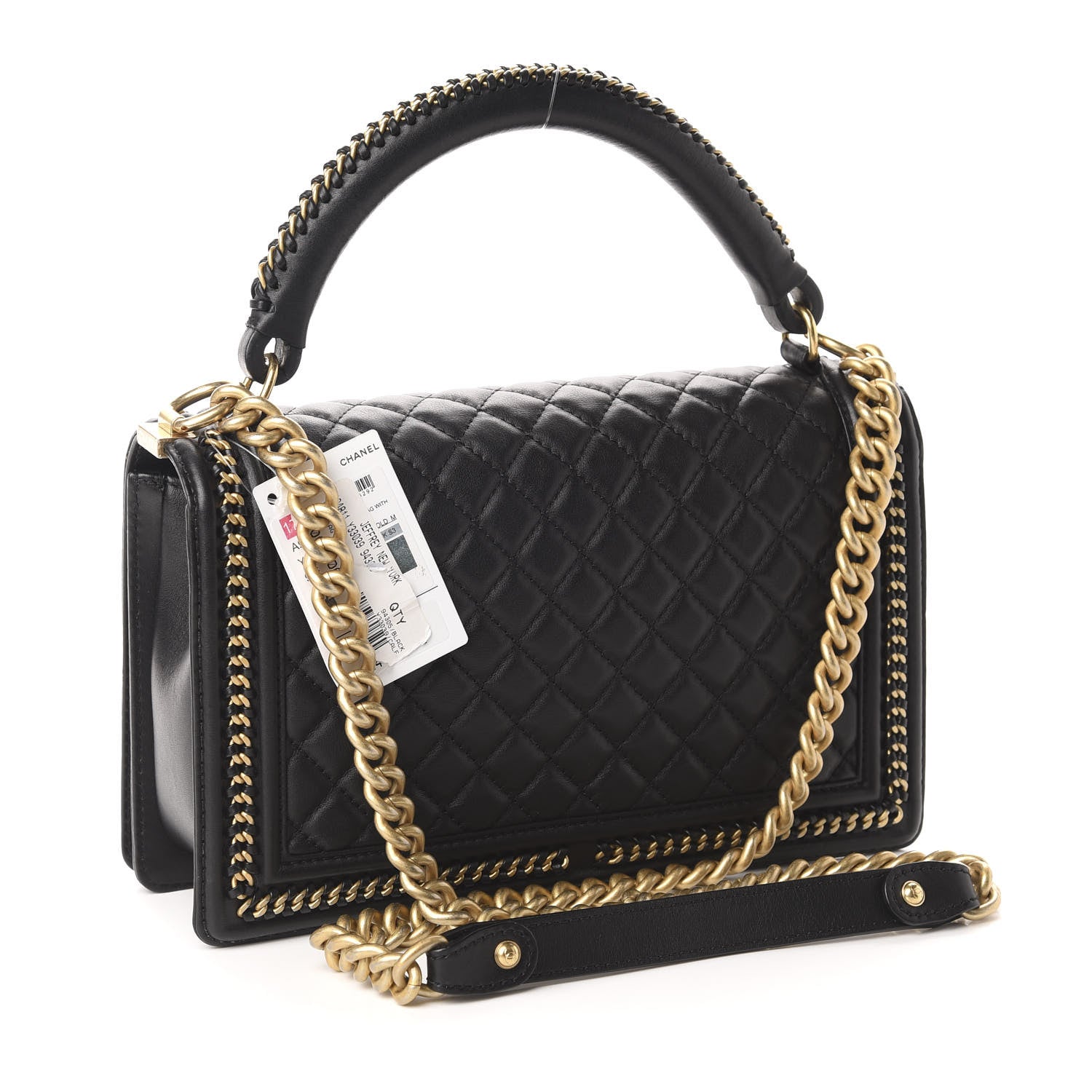 Chanel Calfskin Quilted New Medium Boy Top Handle Flap Black 3 of 11