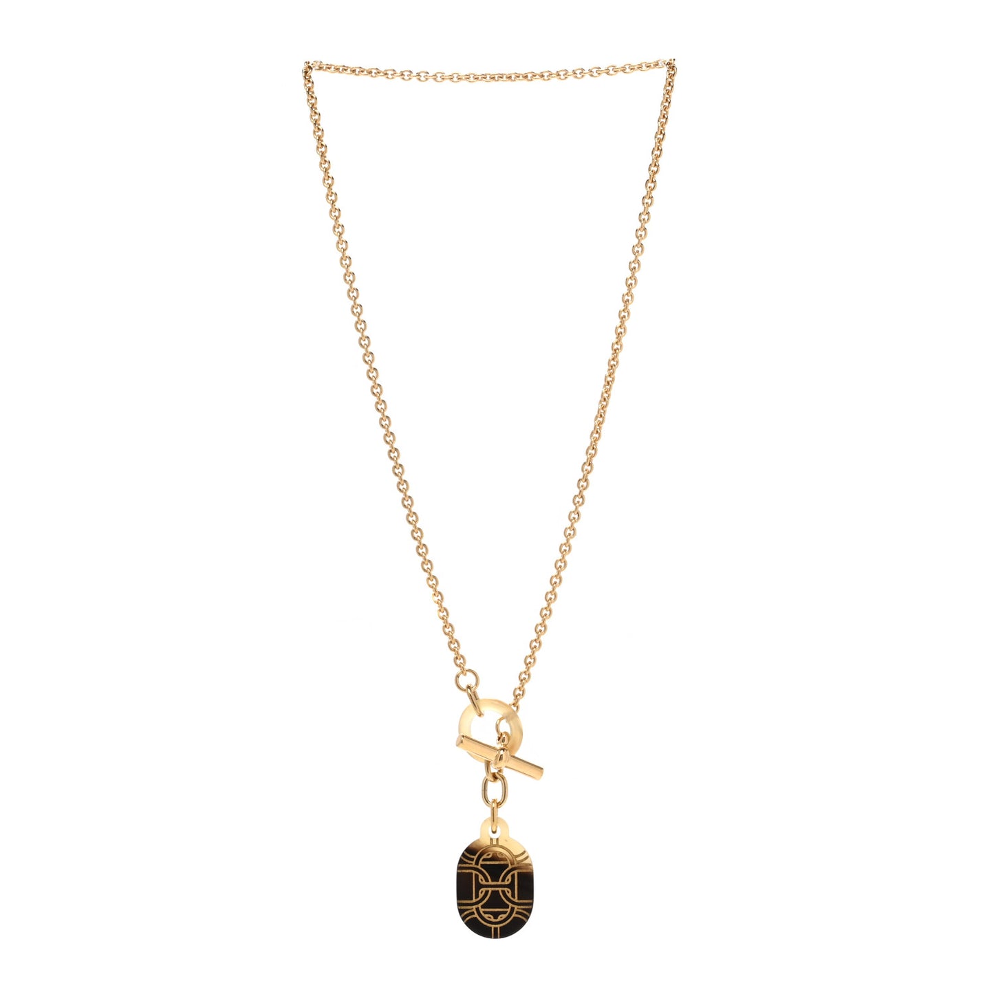 Permabrass Buffalo Horn Chaine d'Ancre Toggle Pendant Necklace Dore