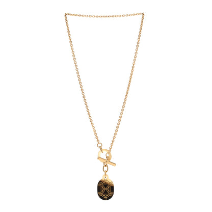 Hermes Permabrass Buffalo Horn Chaine d'Ancre Toggle Pendant Necklace Dore 3 of 4