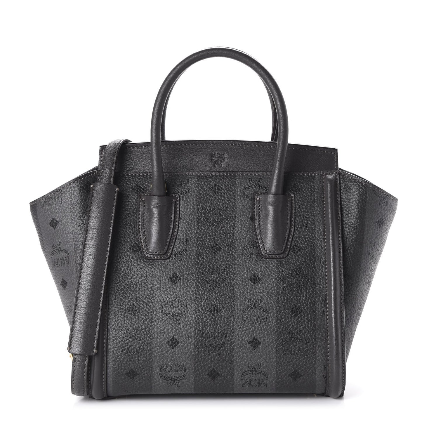 Striped Visetos Satchel Phantom Grey