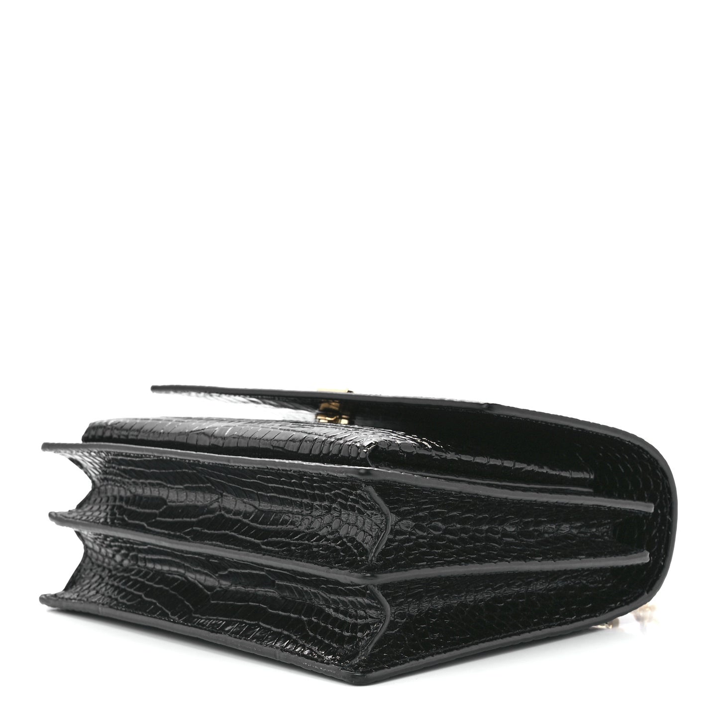 Calfskin Crocodile Embossed Medium Monogram Sunset Black