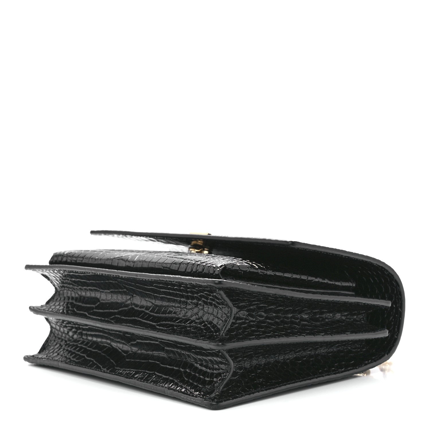 Saint Laurent Calfskin Crocodile Embossed Medium Monogram Sunset Black 11 of 13