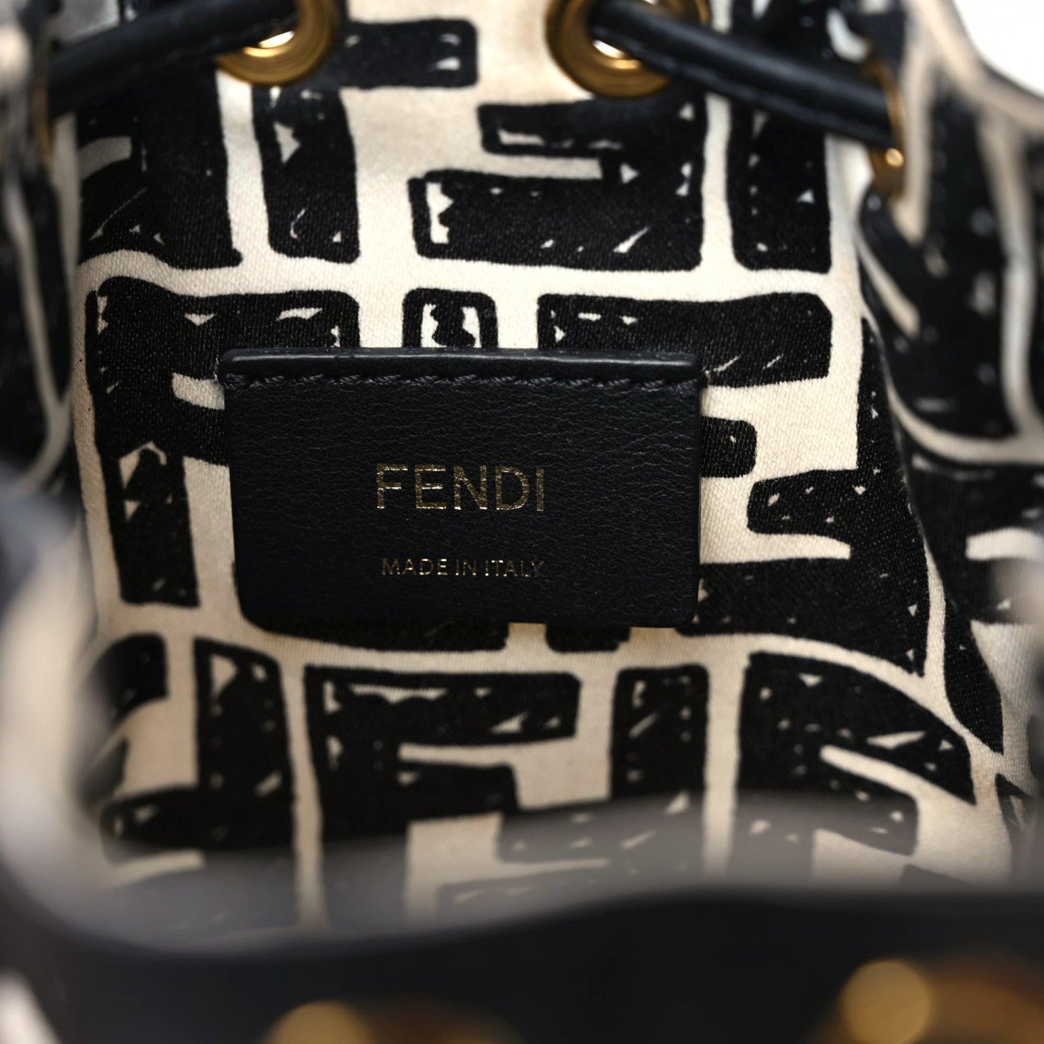 Fendi X JOSHUA VIDES Canvas Calfskin F is Fendi Mini Mon Tresor Bucket Bag White Black 8 of 11