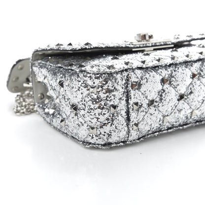 Valentino Garavani Glitter Mini Rockstud Spike Shoulder Bag Silver 6 of 10