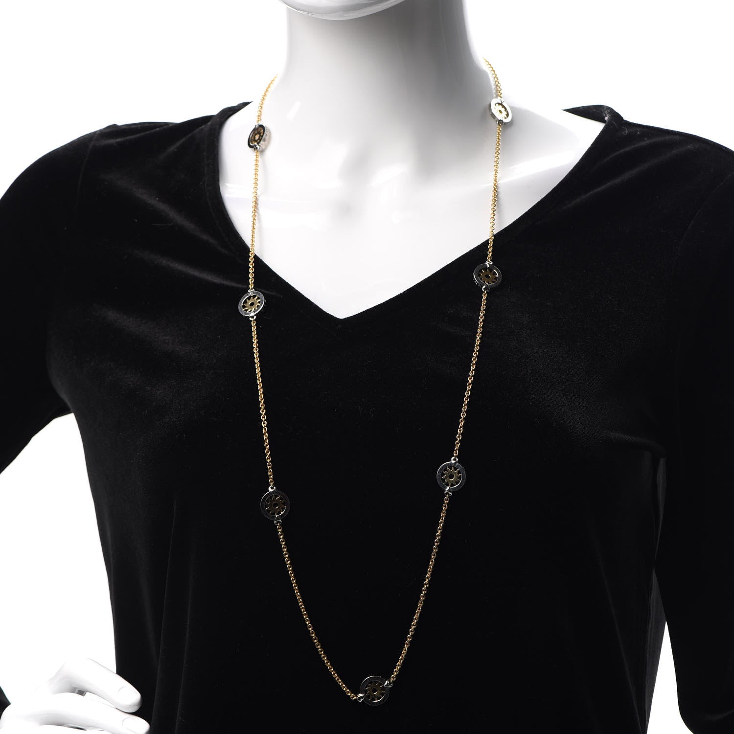 Bulgari 18K Yellow Gold Stainless Steel Tondo Sun Sautoir Necklace 2 of 4