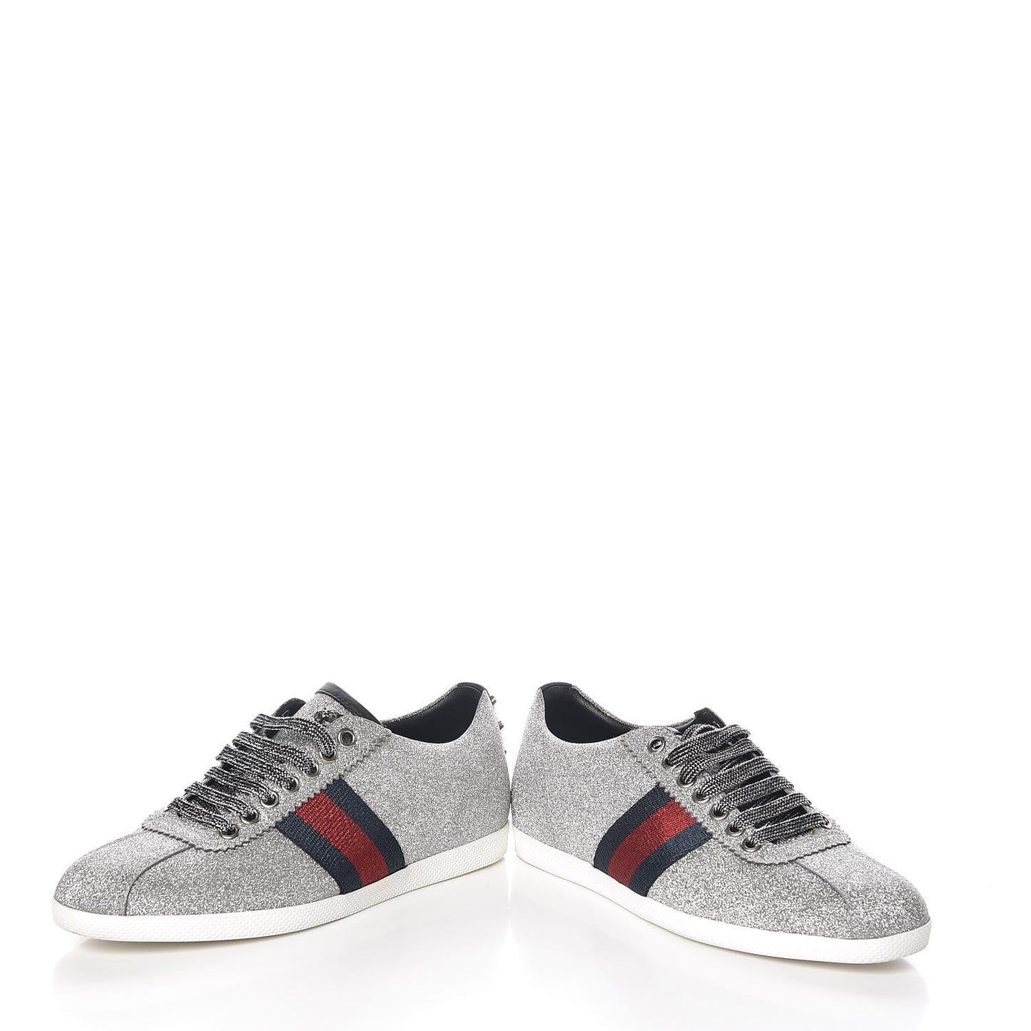 Glitter Fabric Studded Web Womens Sneakers 36 Silver
