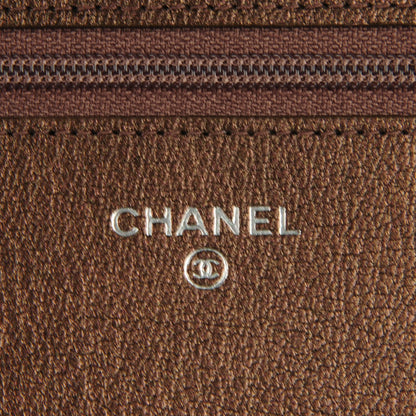 Chanel Iridescent Goatskin Quilted Wallet On Chain WOC Bronze 6 of 8