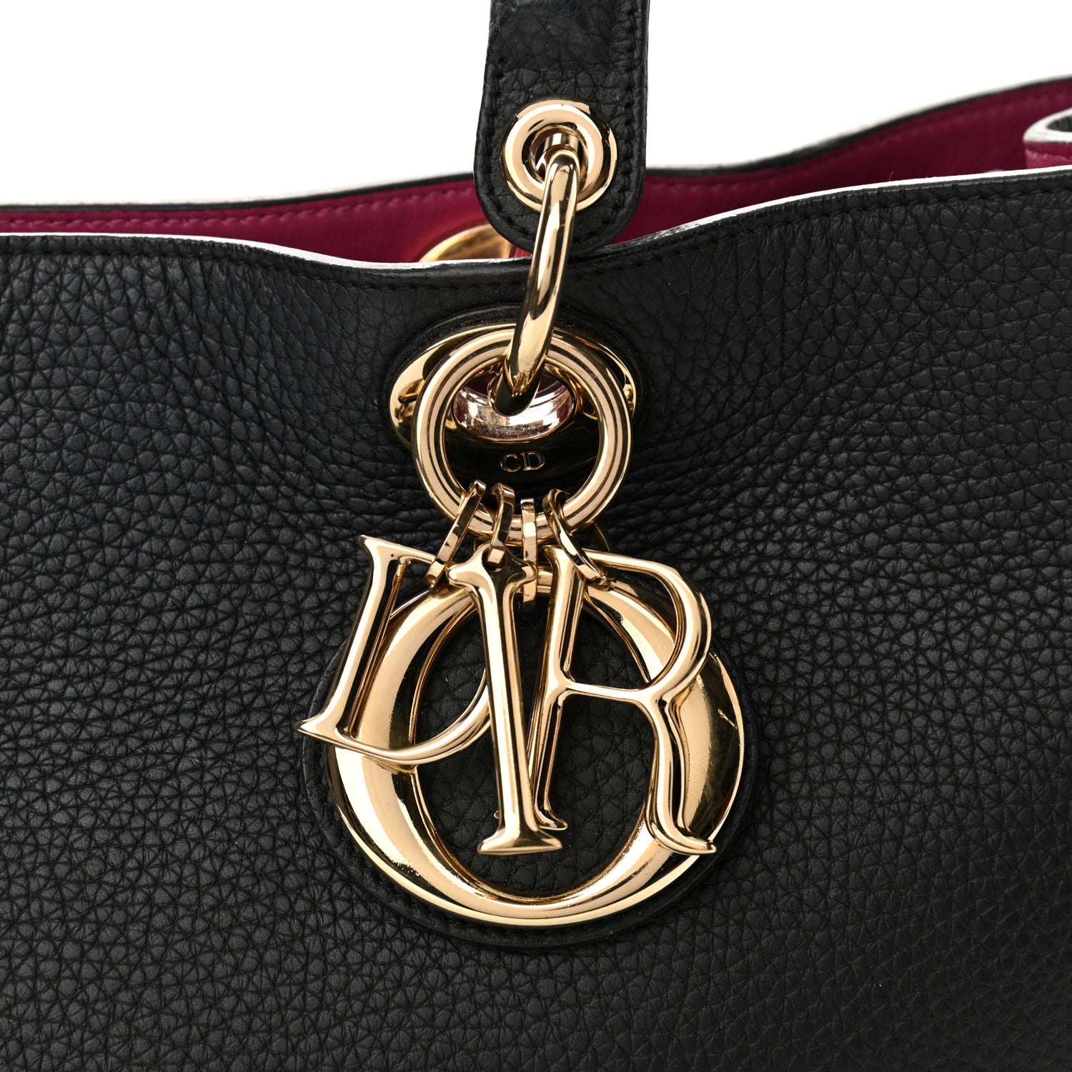 Christian Dior Bullcalf Small Diorissimo Tote Black Rose Indien 8 of 12