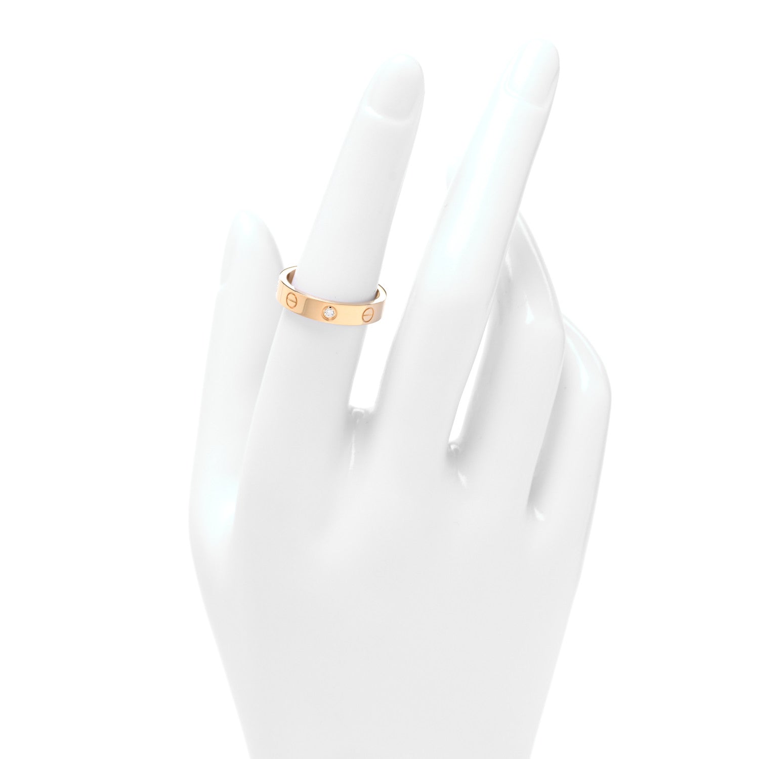 Cartier 18K Yellow Gold Diamond 4mm LOVE Wedding Band Ring 53 6.5 2 of 4