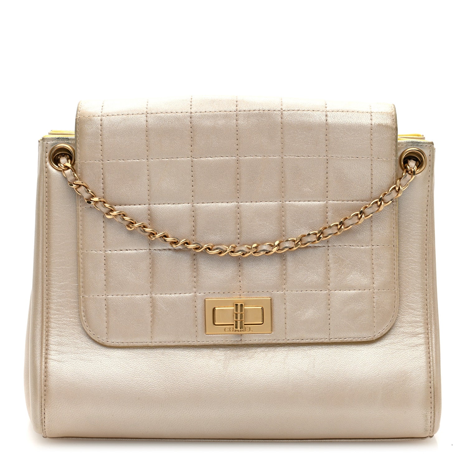 Chanel Metallic Lambskin Chocolate Bar Accordion Mademoiselle Flap Gold 1 of 10