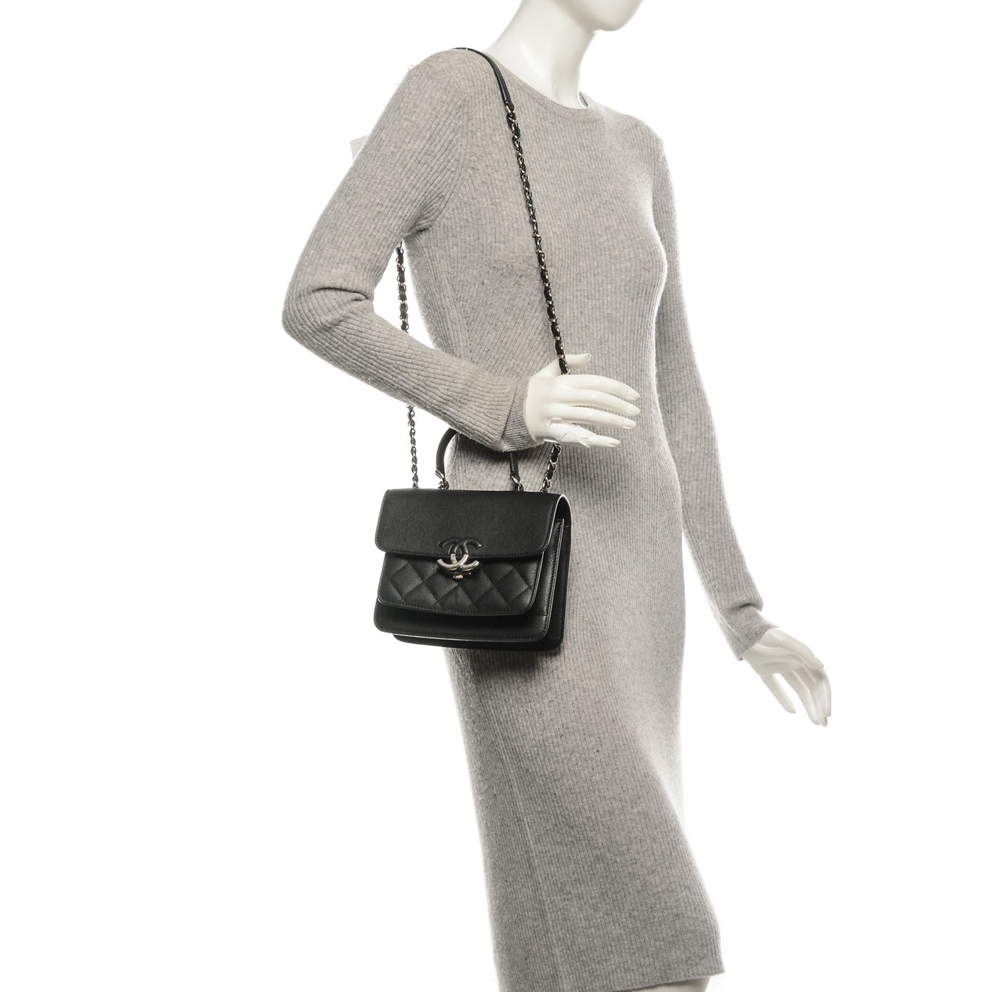 Caviar Quilted CC Box Flap Black