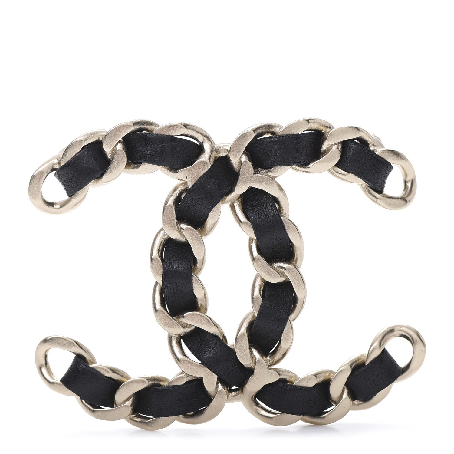 Chanel Lambskin Chain CC Brooch Black Gold 1 of 5