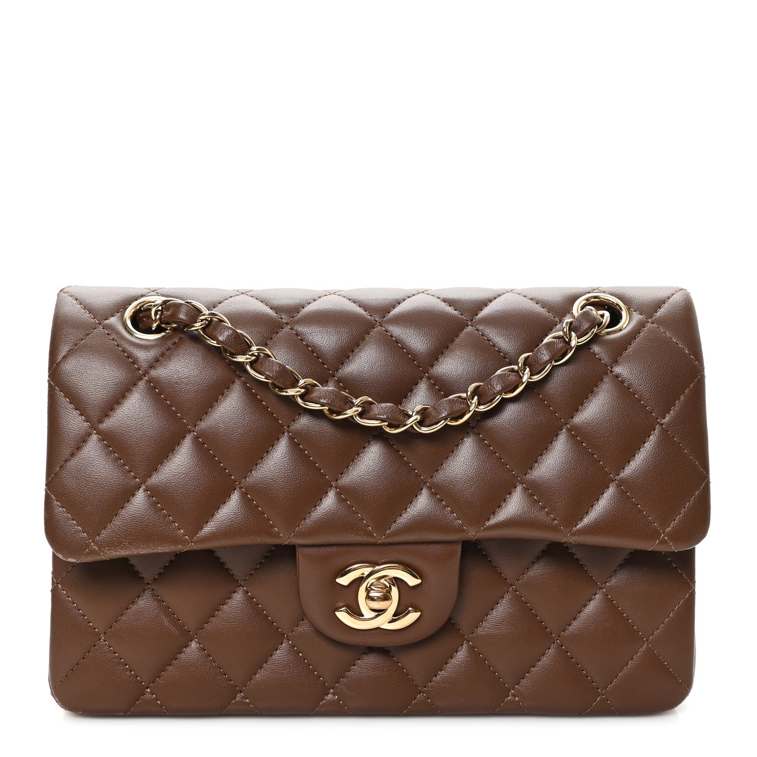 Chanel Lambskin Quilted Small Double Flap Dark Brown 1 of 10