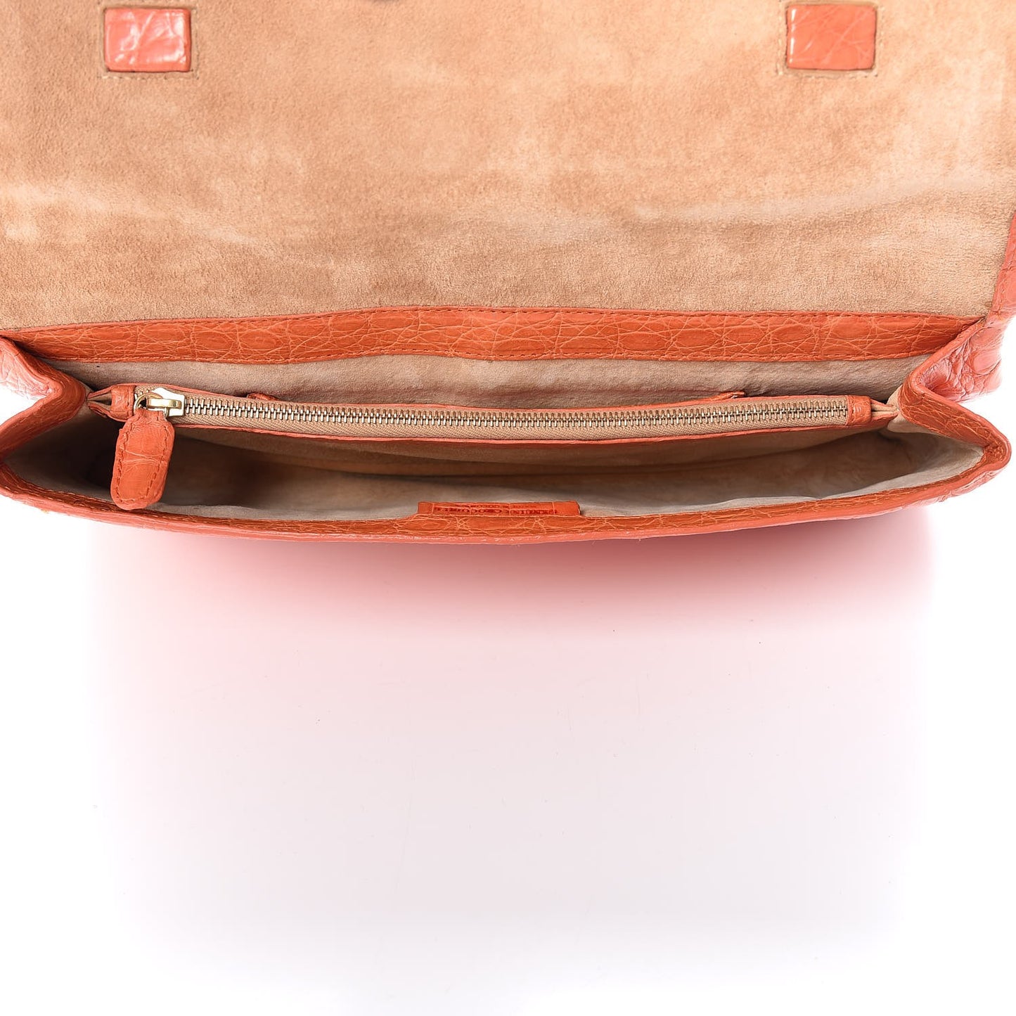 Crocodile Foldover Clutch Orange