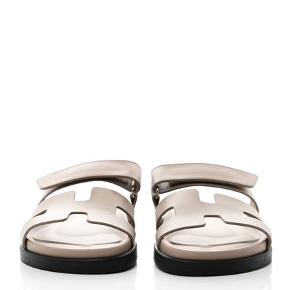 Hermes Calfskin Womens Chypre Sandals 36.5 Beige Mastic 2 of 9