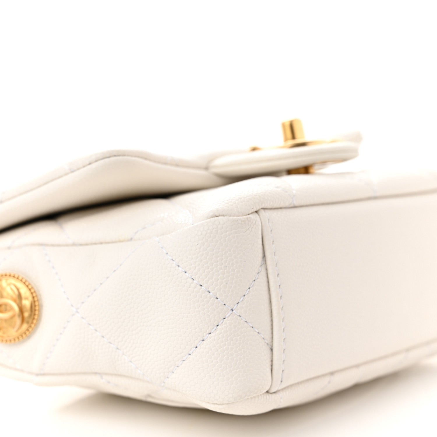 Chanel Caviar Quilted Mini Twist Your Buttons Flap White 9 of 10