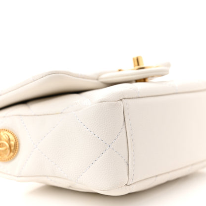 Chanel Caviar Quilted Mini Twist Your Buttons Flap White 9 of 10