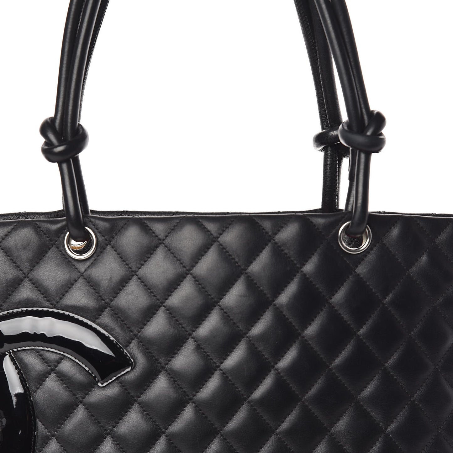 Calfskin Quilted Large Cambon Tote Black