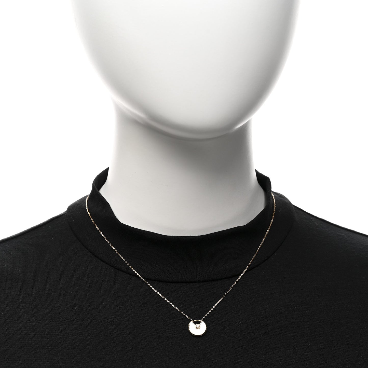 18K Yellow Gold Diamond Mother of Pearl XS Amulette de Cartier Pendant Necklace