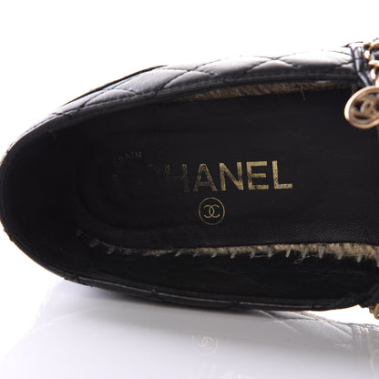 Chanel Lambskin Quilted CC Chain Espadrilles 39 Black 7 of 9