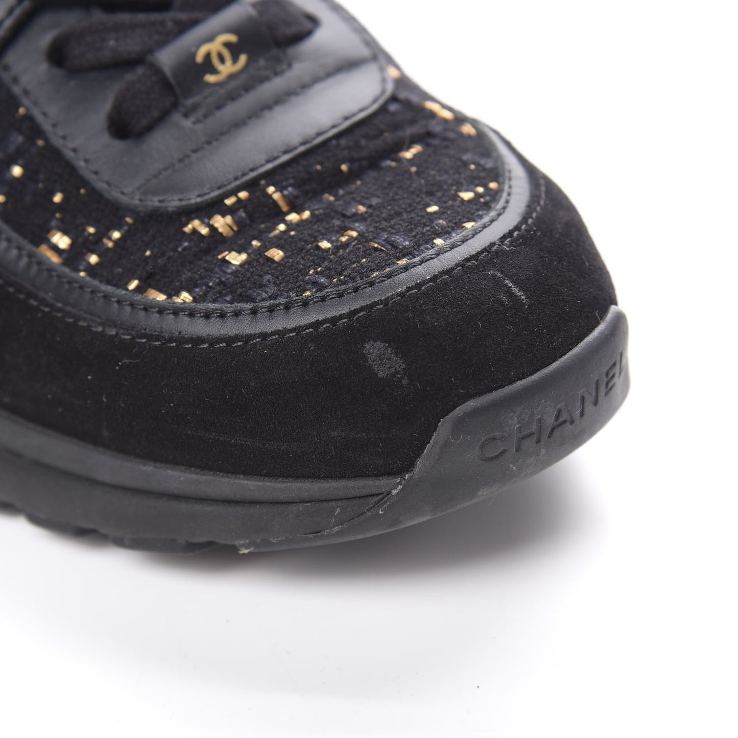 Velour Tweed CC Sneakers 37 Black Gold
