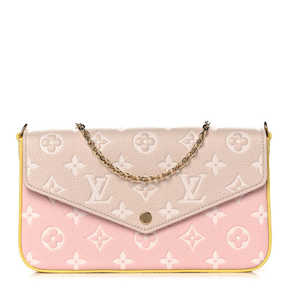 Louis Vuitton Empreinte Spring in the City Felicie Pochette Chain Wallet Pink Beige Yellow 1 of 10