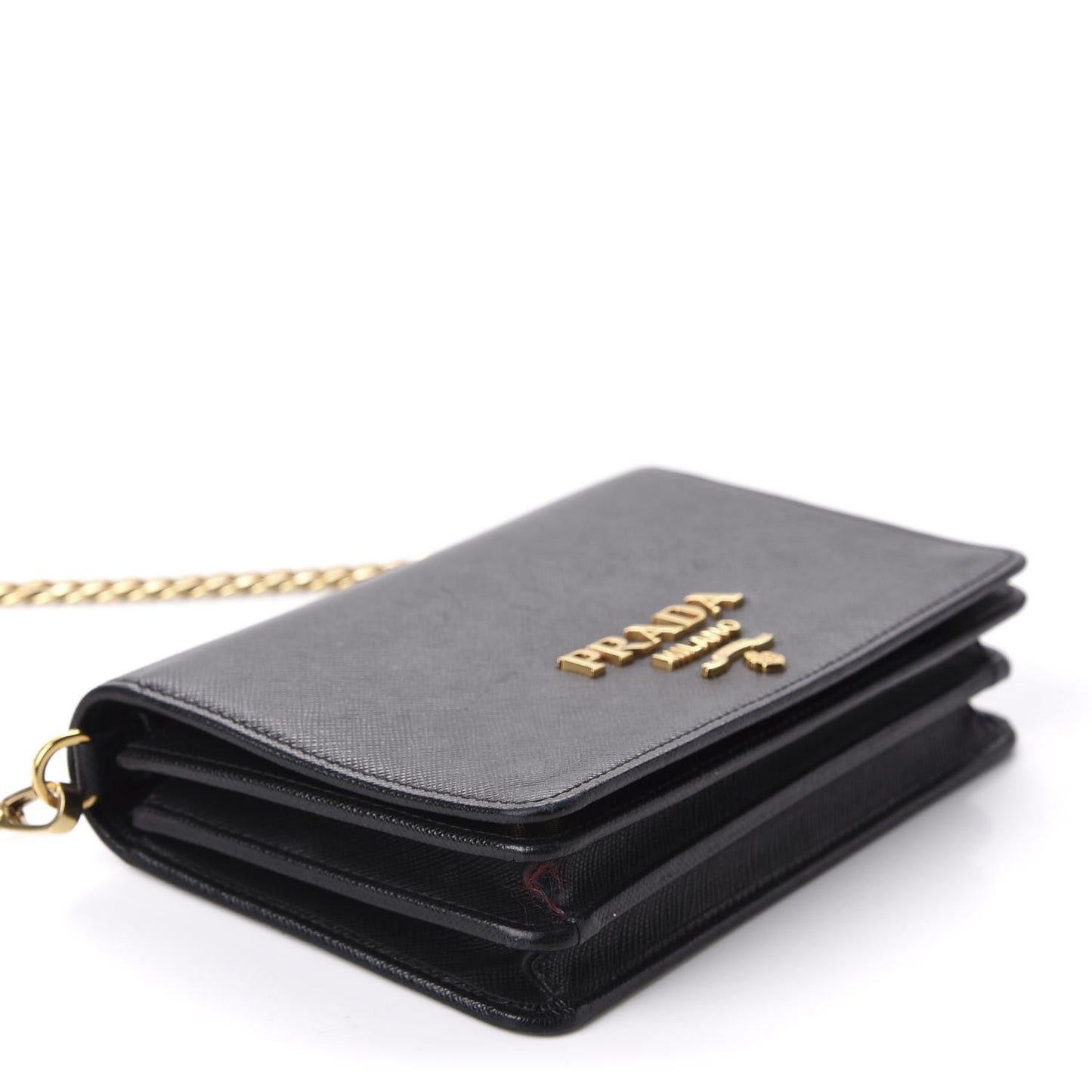Saffiano Lux Chain Wallet Black