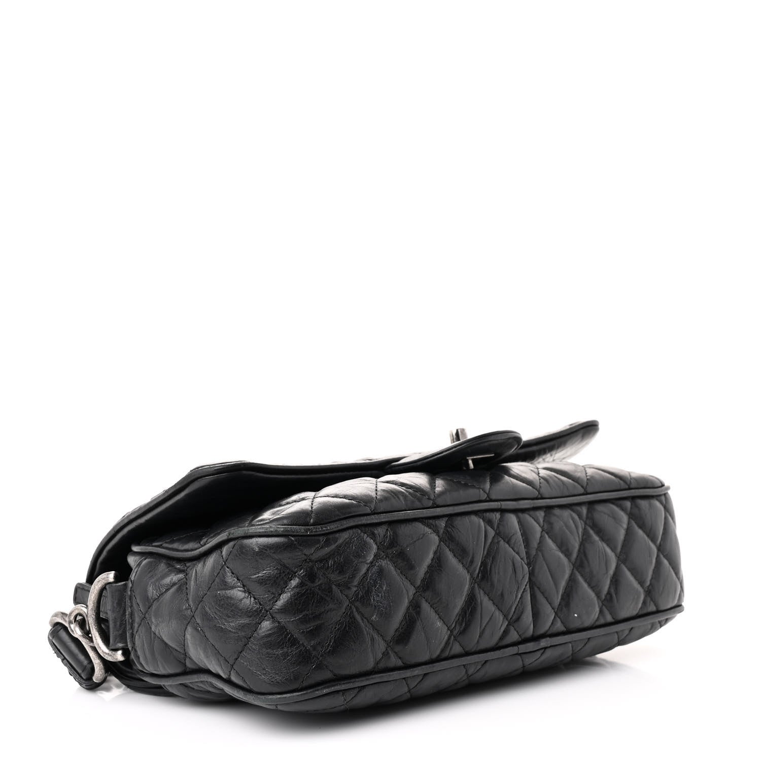 Chanel Crumpled Calfskin Quilted Medium Casual Rock Flap Black 4 of 12