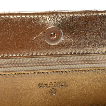 Chanel Hammered Metallic Calfskin Quilted Wallet On Chain WOC Gold 9 of 11