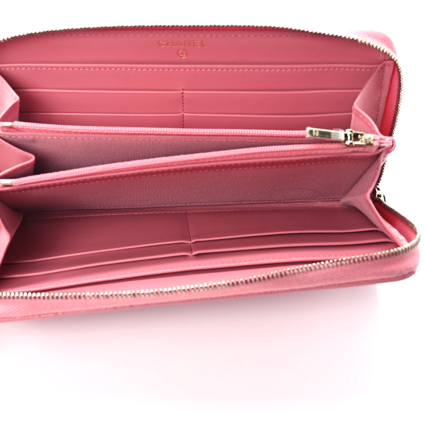 Caviar Quilted Large Gusset Zip Around Wallet Dark Pink