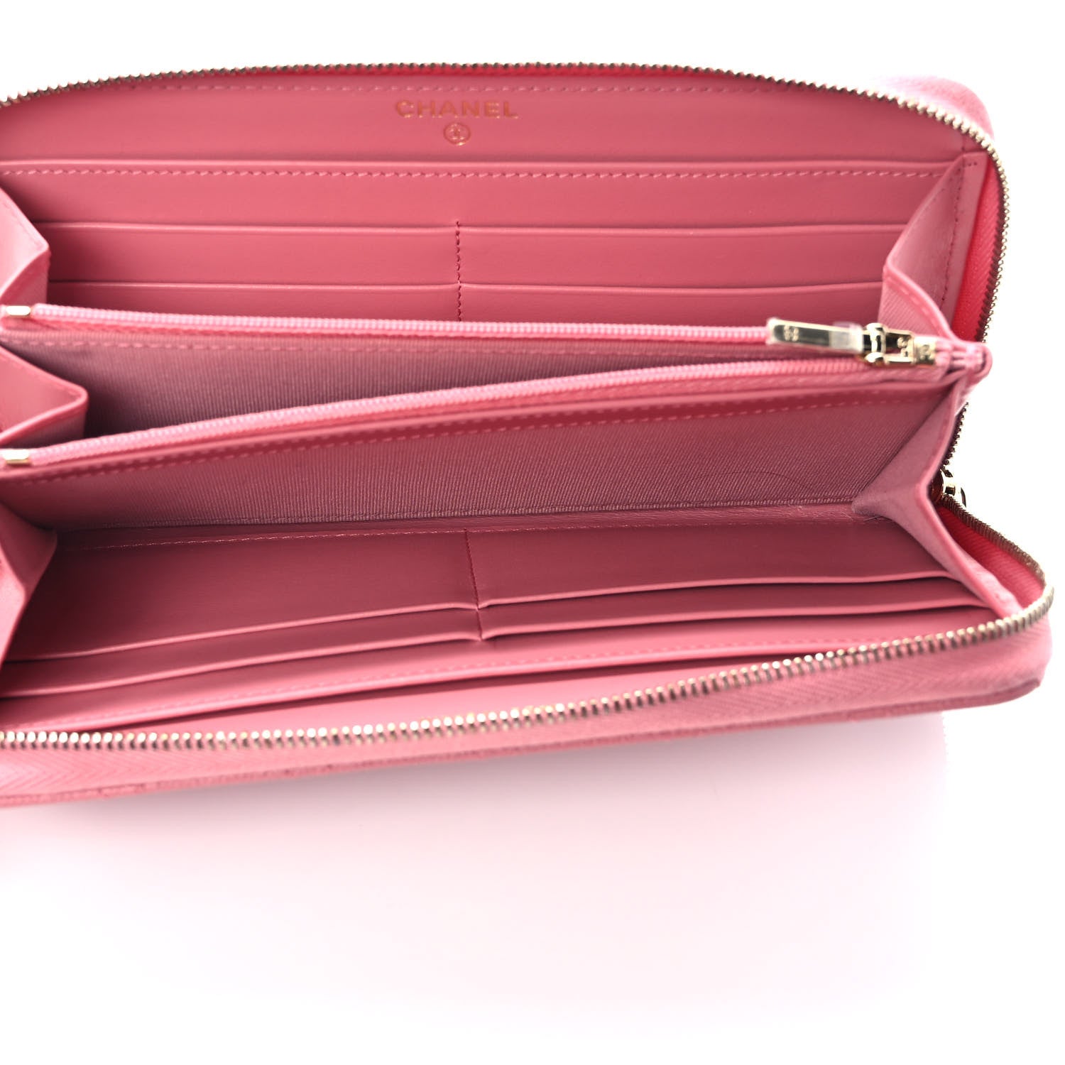 Chanel Caviar Quilted Large Gusset Zip Around Wallet Dark Pink 5 of 8