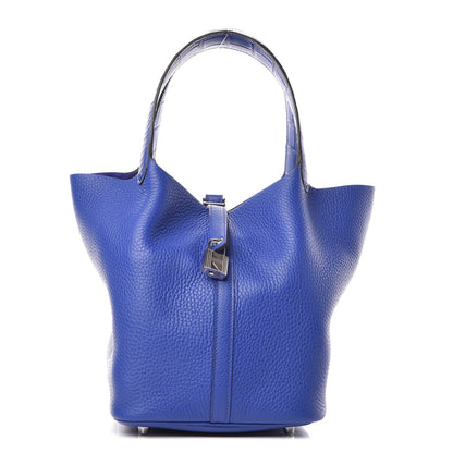 Hermes Taurillon Clemence Matte Alligator Picotin Lock Touch 22 MM Bleu Electrique 1 of 8