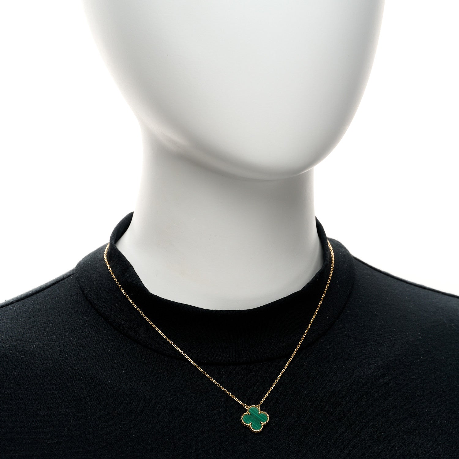 Van Cleef & Arpels 18K Yellow Gold Malachite Vintage Alhambra Pendant Necklace 2 of 5