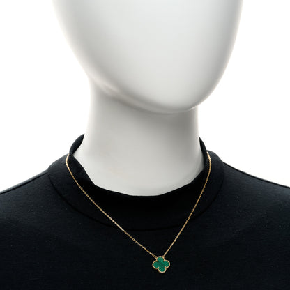 Van Cleef & Arpels 18K Yellow Gold Malachite Vintage Alhambra Pendant Necklace 2 of 5